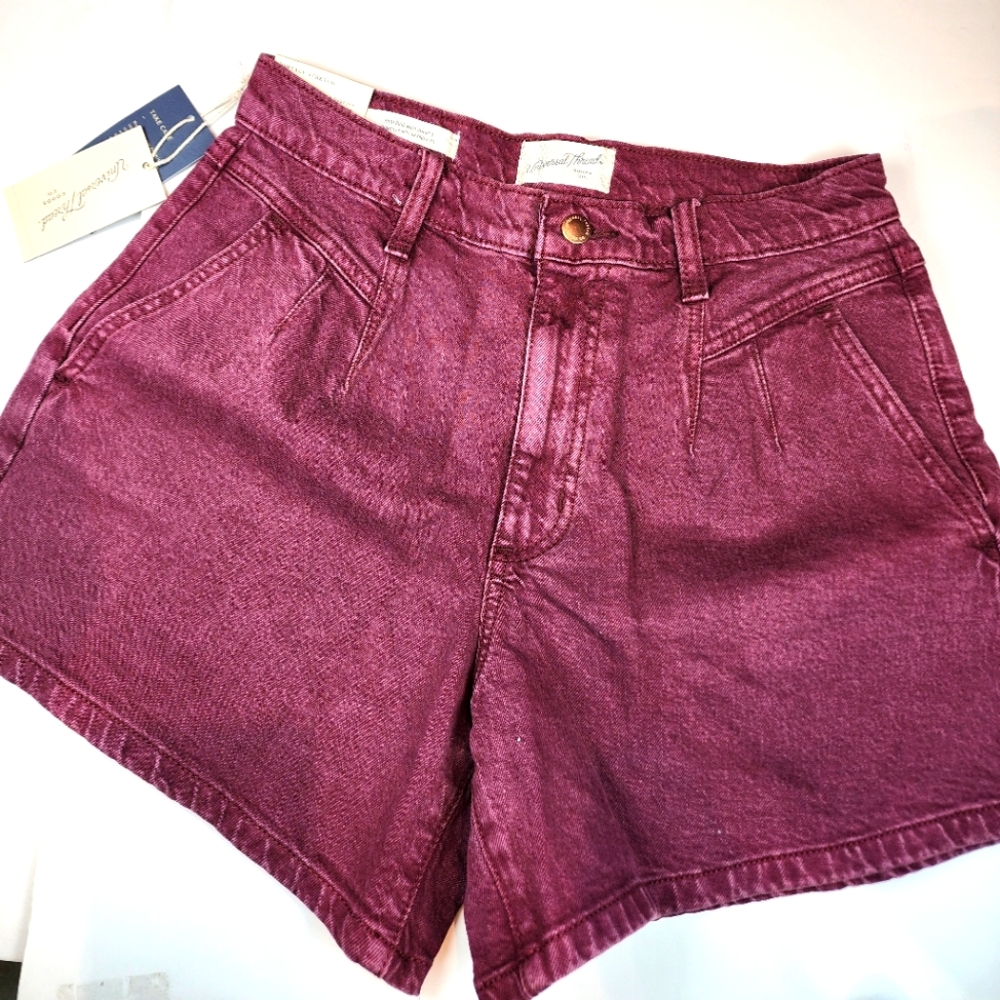 Vintage High-Waisted Burgundy Plum Denim Shorts Vintage Style High Waist Size 4